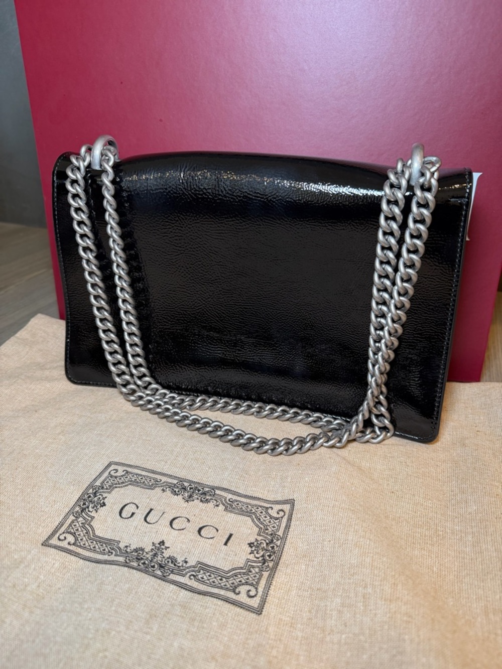 Gucci Dionysus Medium Shoulder Bag Black Patent – Like New w/ Box + Dust Bag - Picture 2 of 6